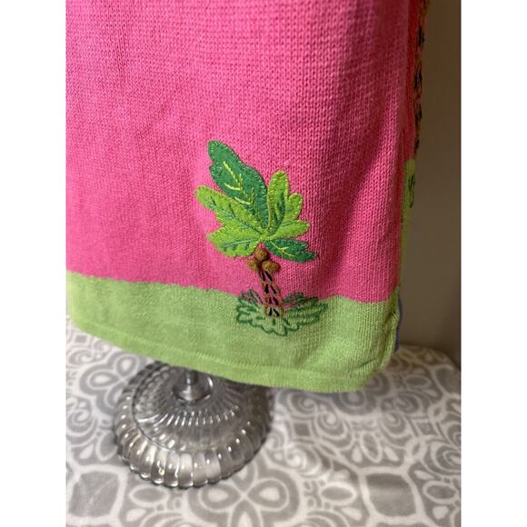 VINTAGE 80s Quacker Factory Sweater Womens Small Pink Flamingos Ramie Cotton - Picture 7 of 12